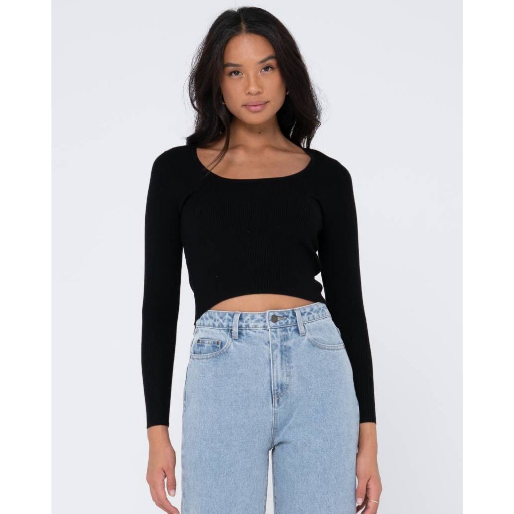 Charis Low Neckline Long Sleeve Knit Top