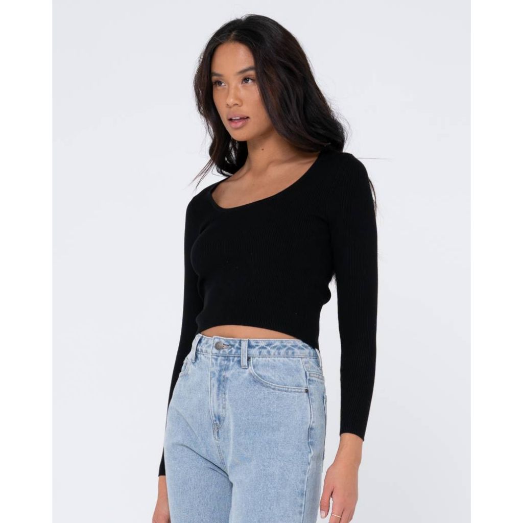 Charis Low Neckline Long Sleeve Knit Top