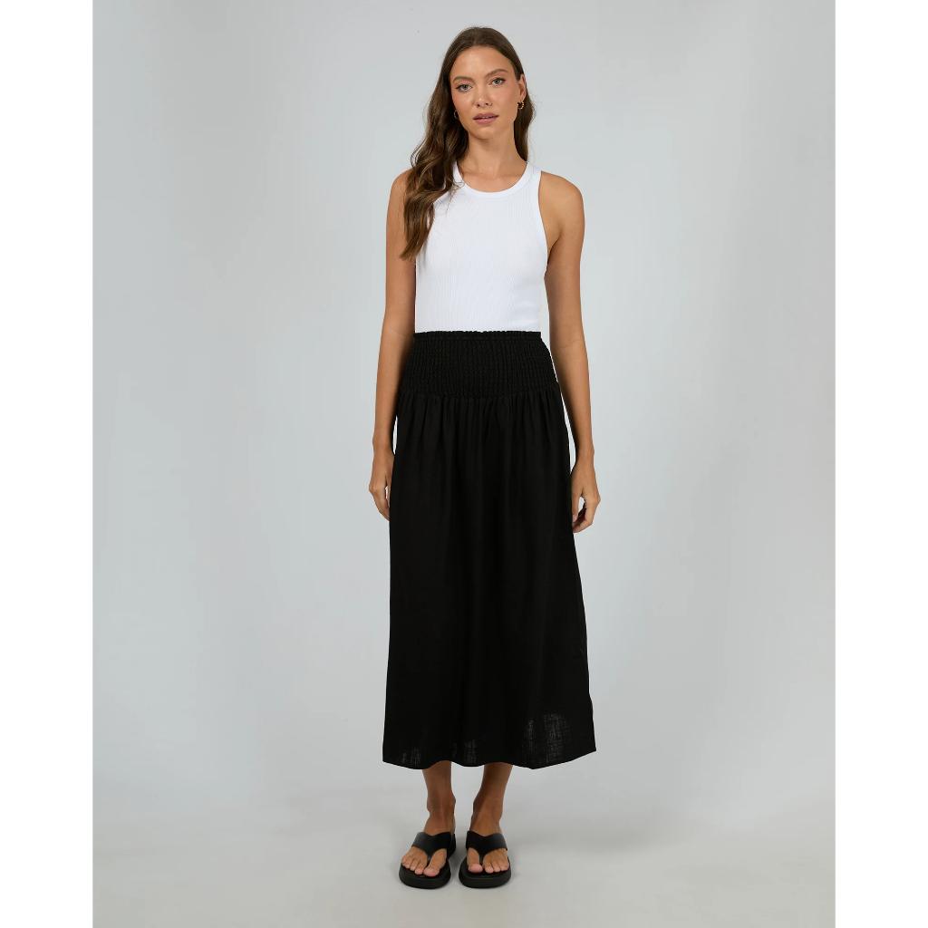 Luxe Linen Shirred Maxi Skirt