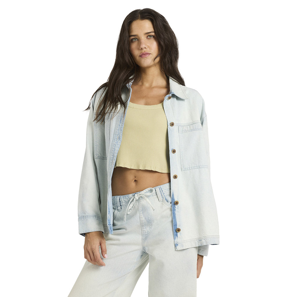 Jade Saltwashed Long Sleeve Woven Shirt