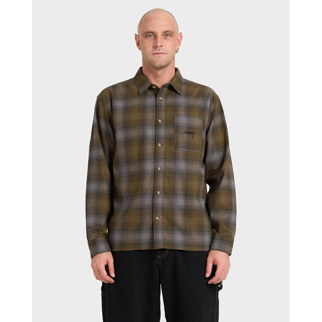 Script Long Sleeve Flannel Shirt