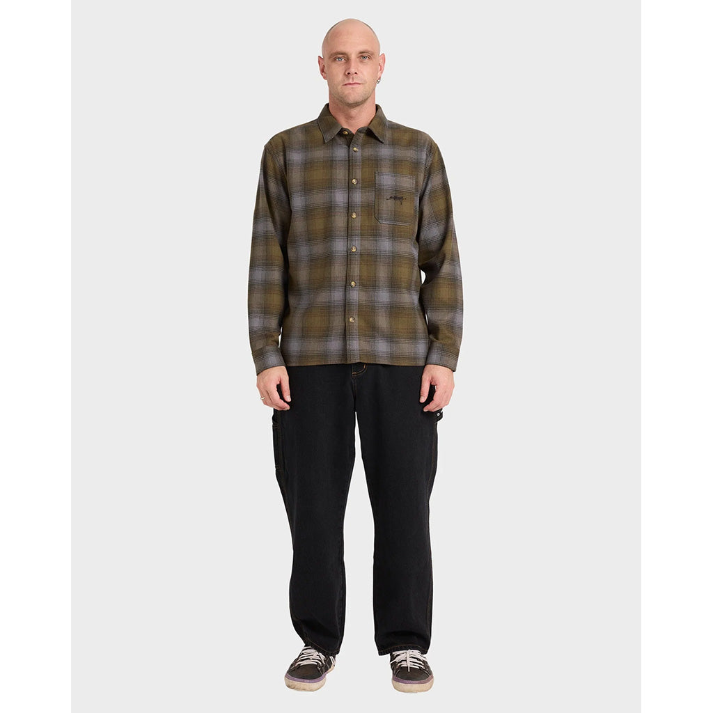 Script Long Sleeve Flannel Shirt