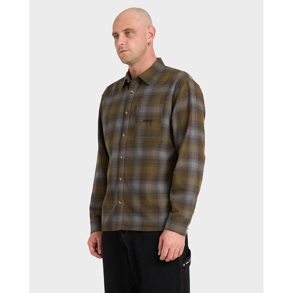 Script Long Sleeve Flannel Shirt