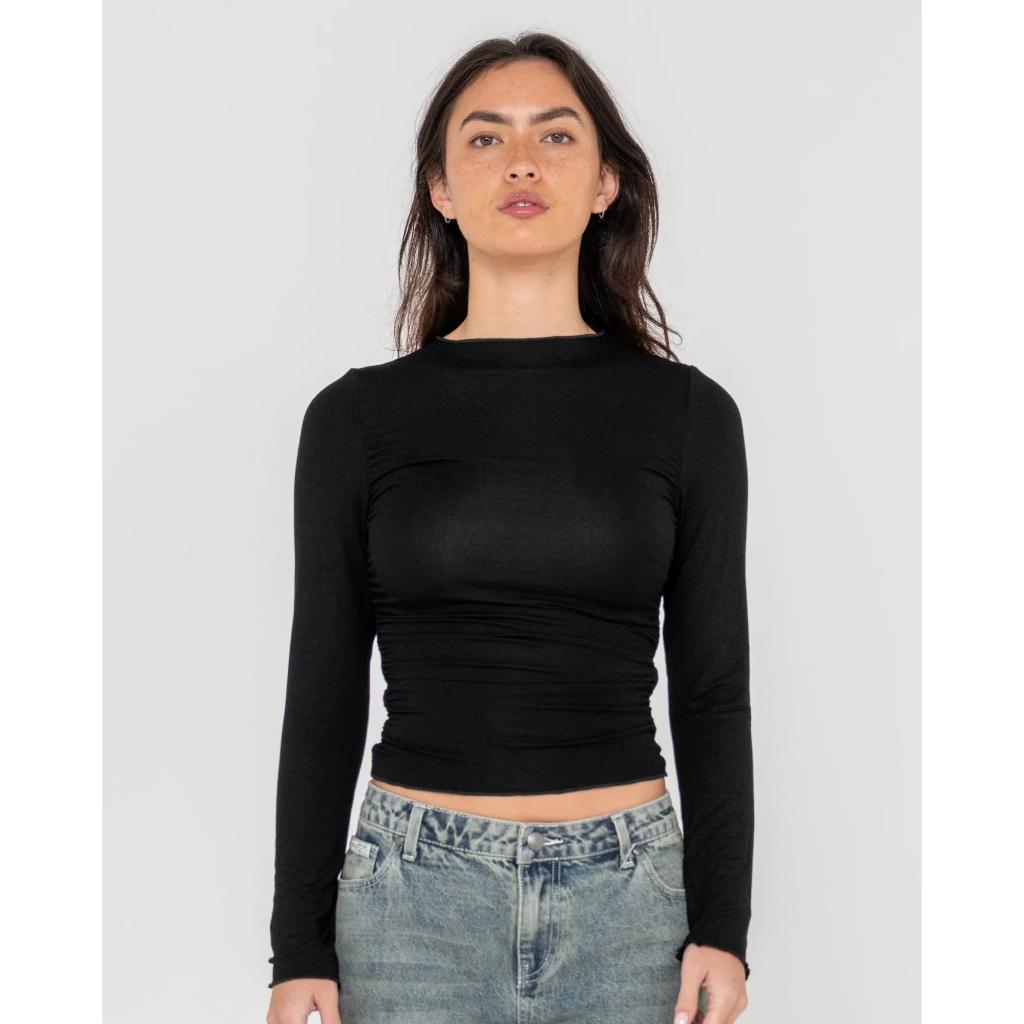 Plain Jane Ruched Long Sleeve Top