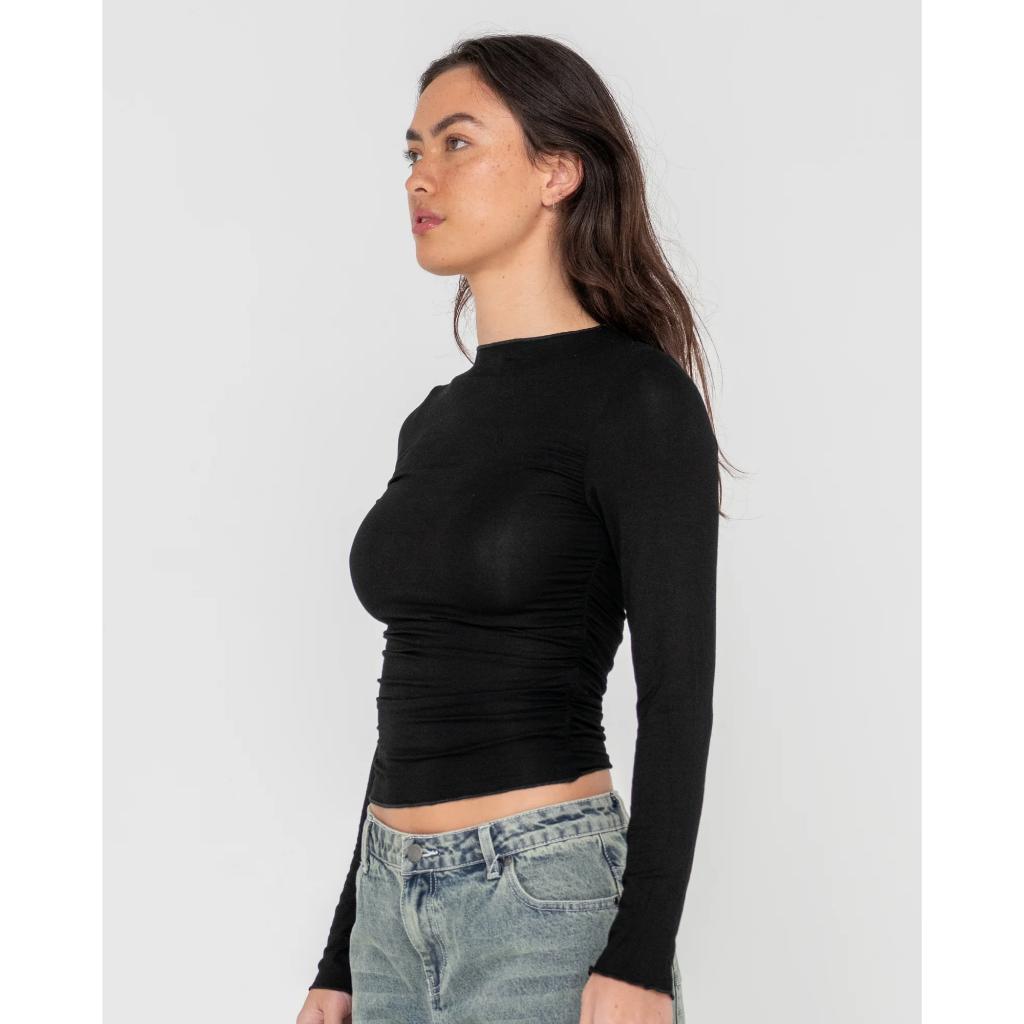 Plain Jane Ruched Long Sleeve Top