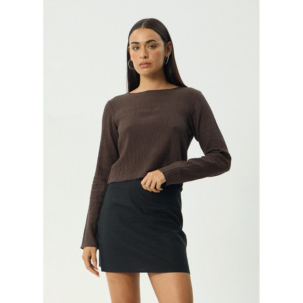 Focus - Seersucker Long Sleeve Top
