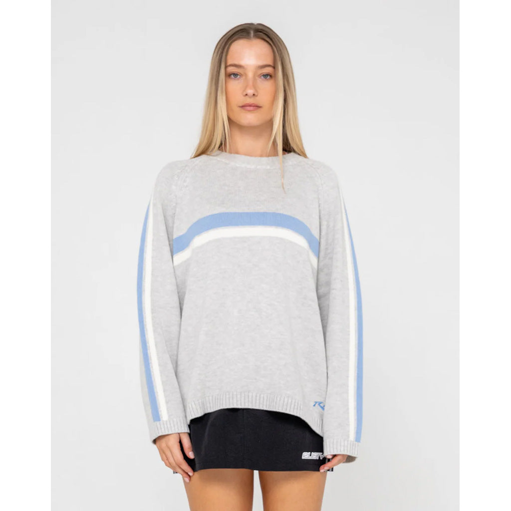 White Lines Long Sleeve Crewneck Knit