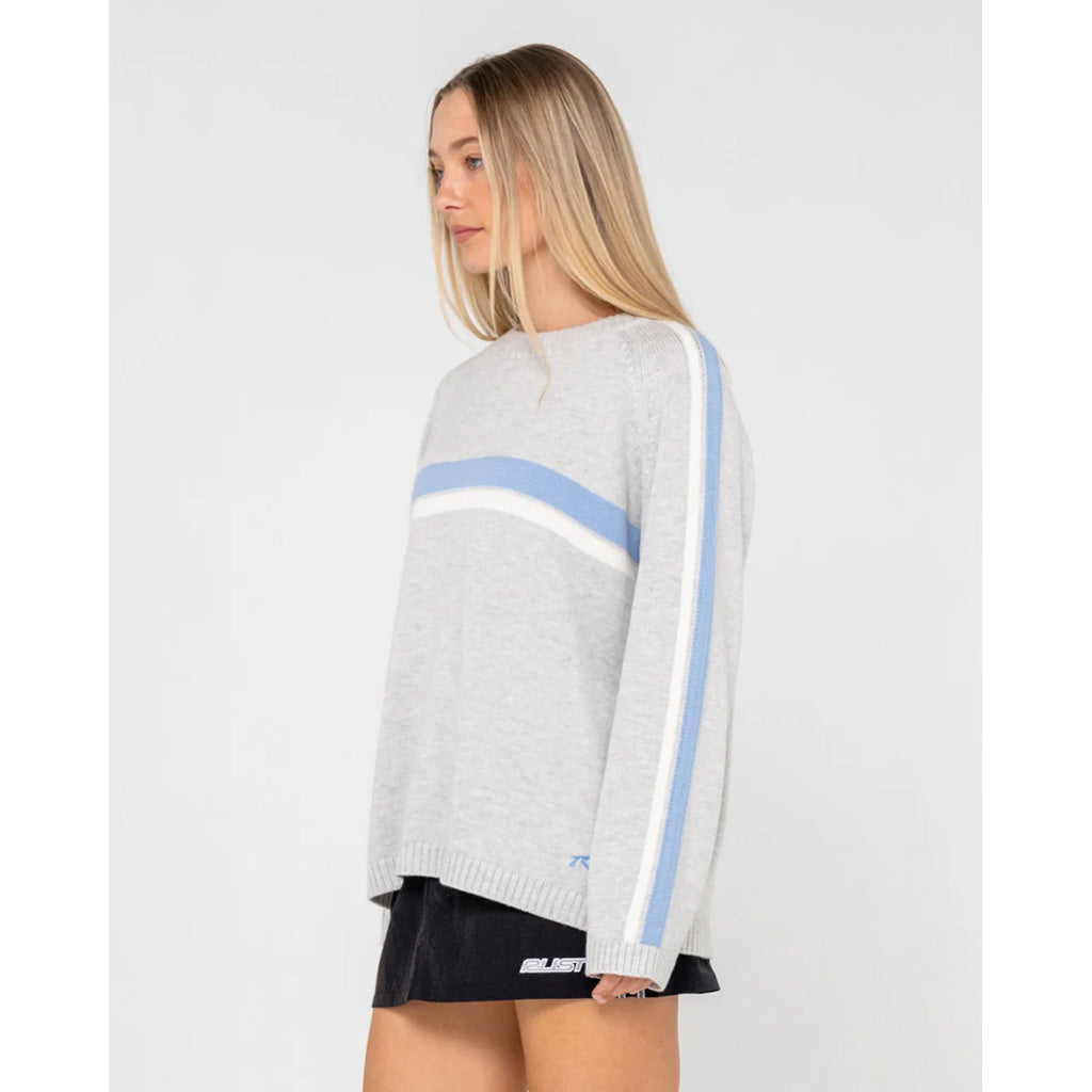 White Lines Long Sleeve Crewneck Knit