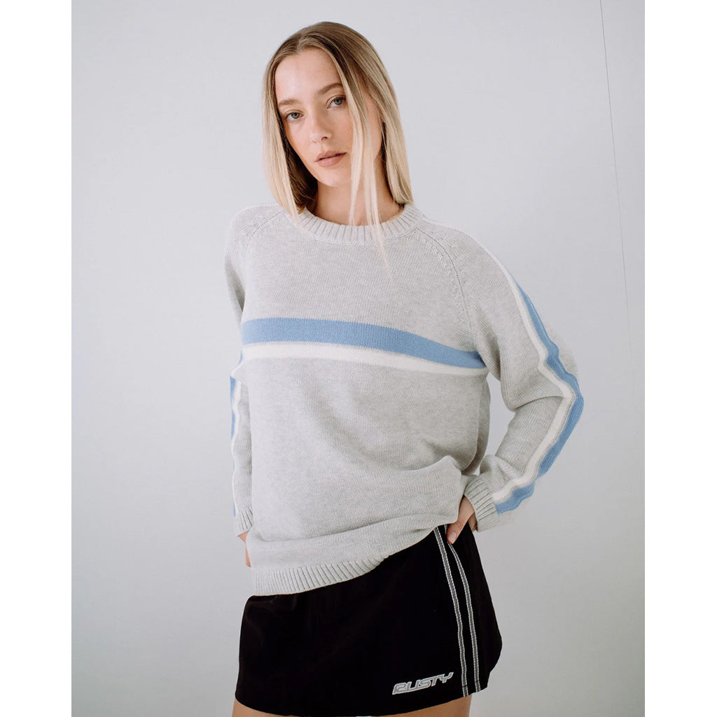 White Lines Long Sleeve Crewneck Knit