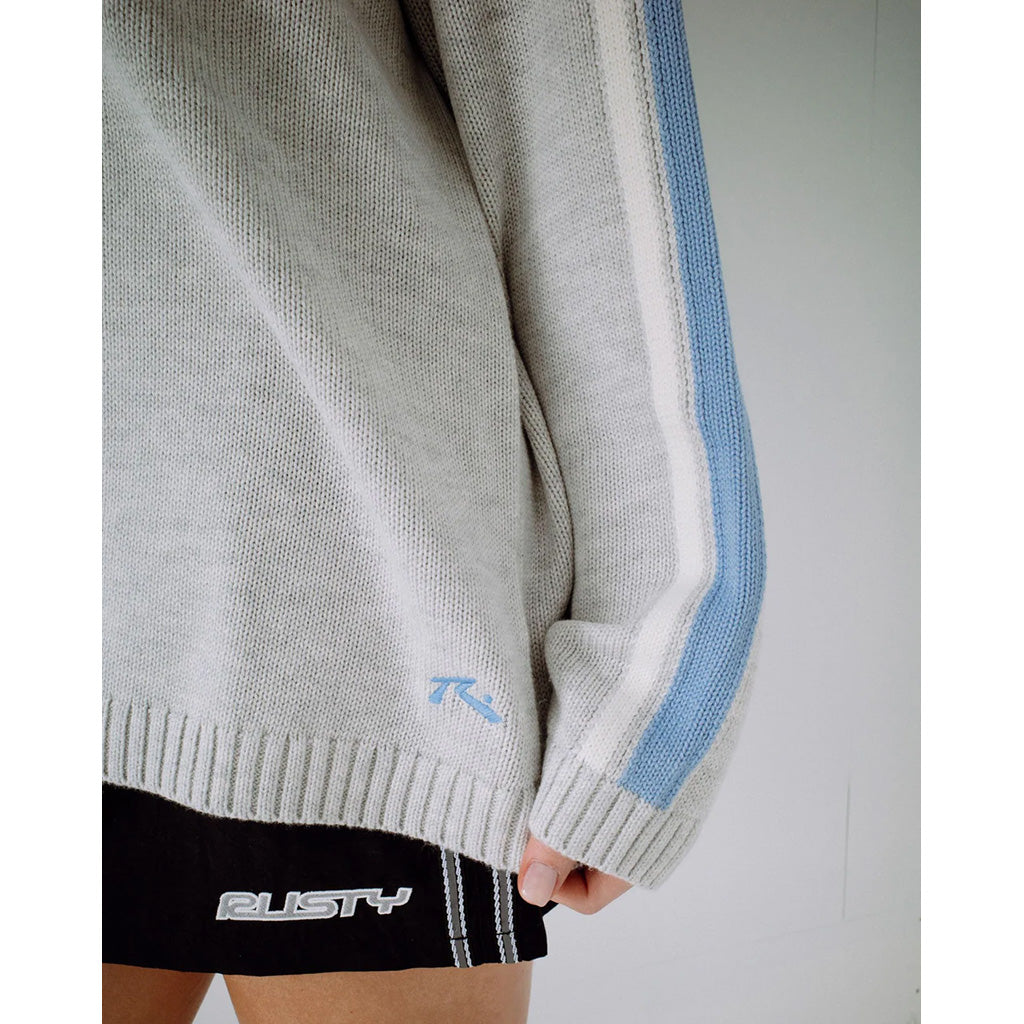 White Lines Long Sleeve Crewneck Knit