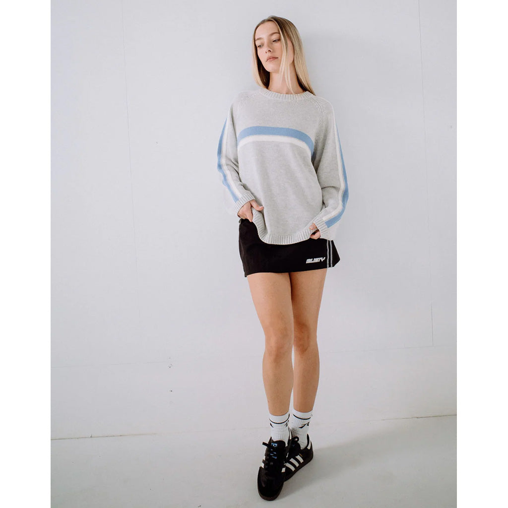 White Lines Long Sleeve Crewneck Knit