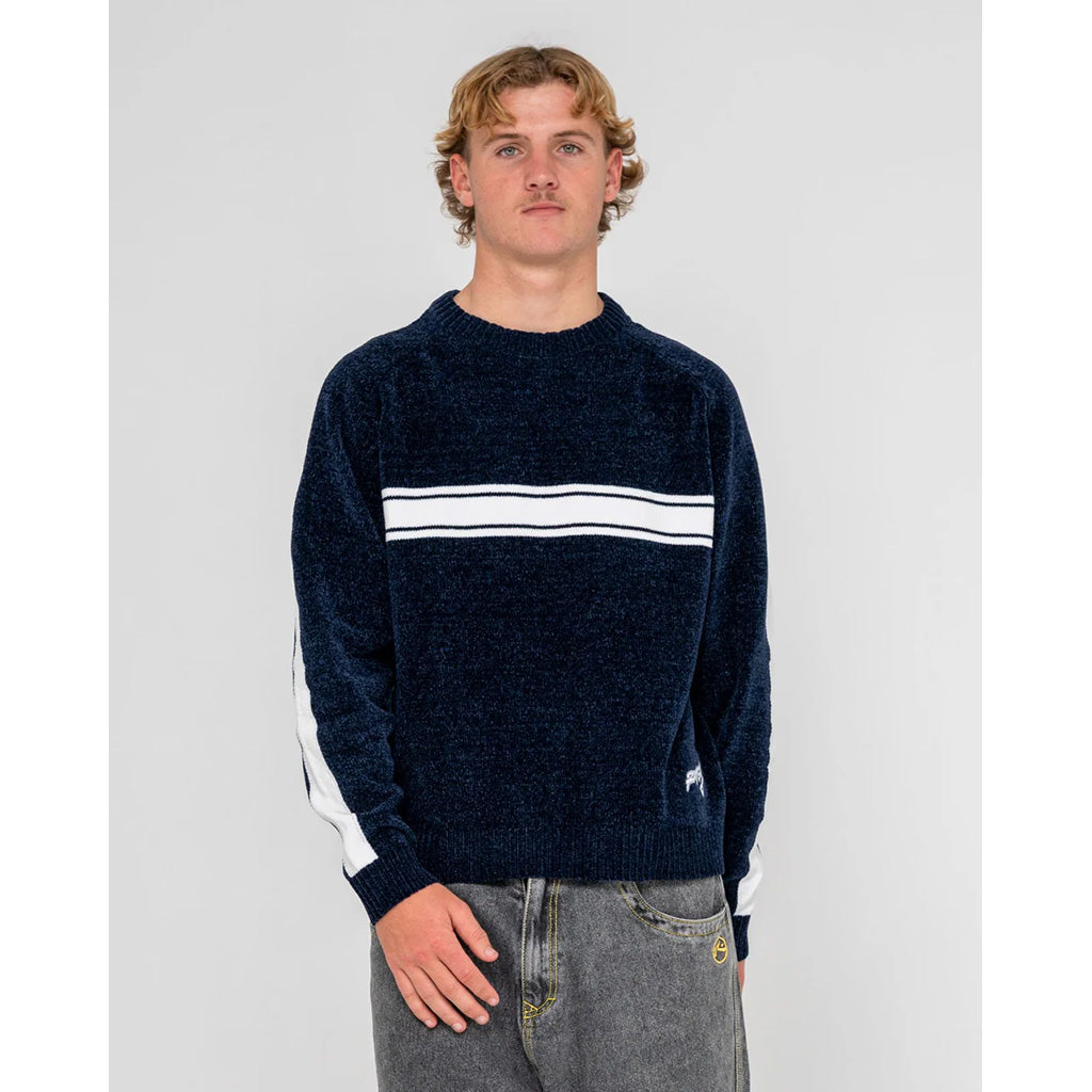 White Lines Chenille Crew Knit