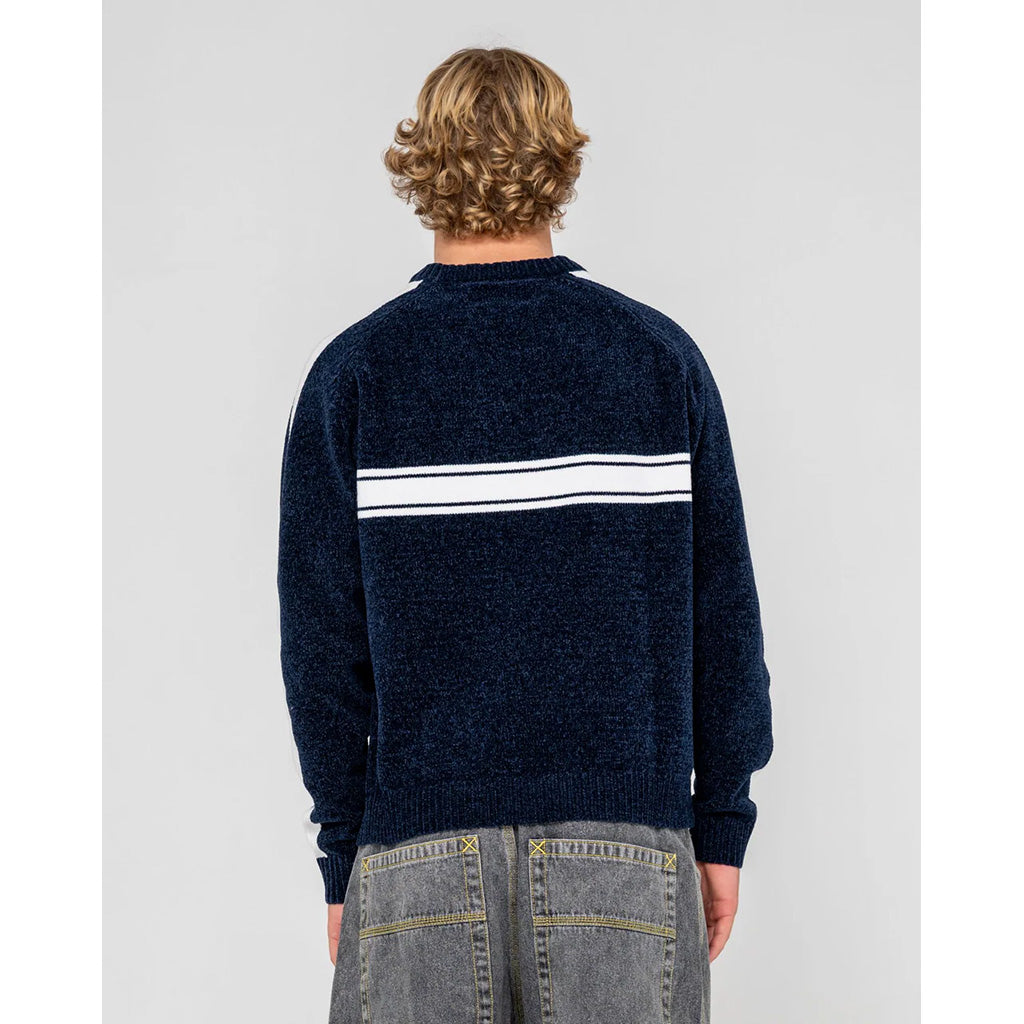 White Lines Chenille Crew Knit