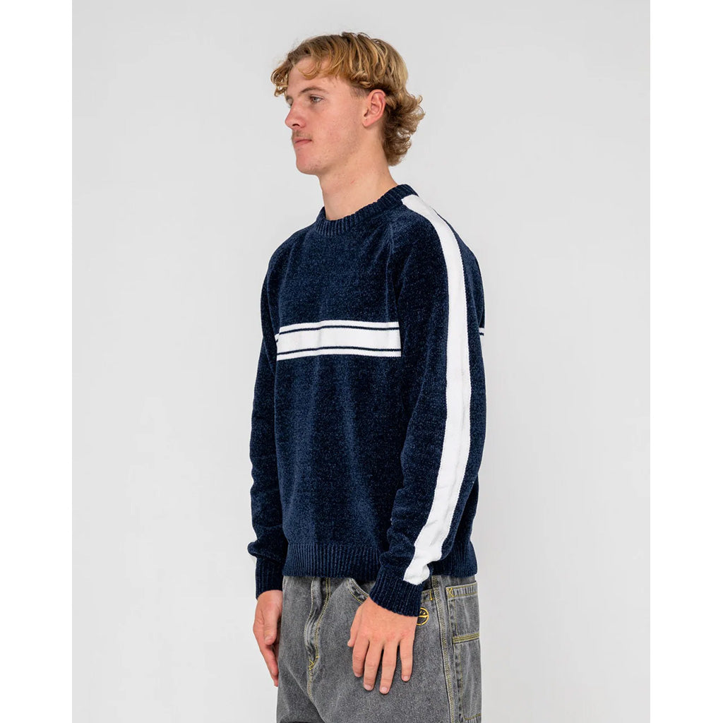 White Lines Chenille Crew Knit