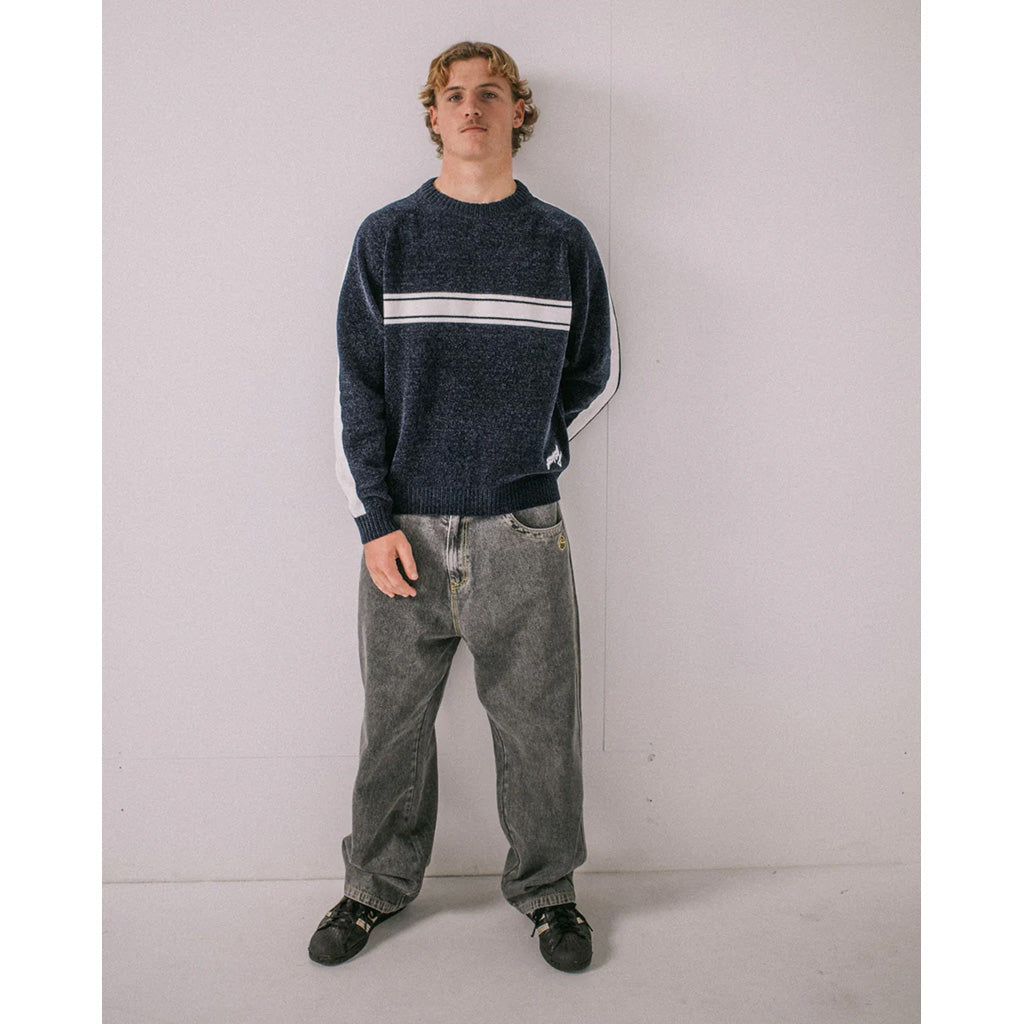 White Lines Chenille Crew Knit