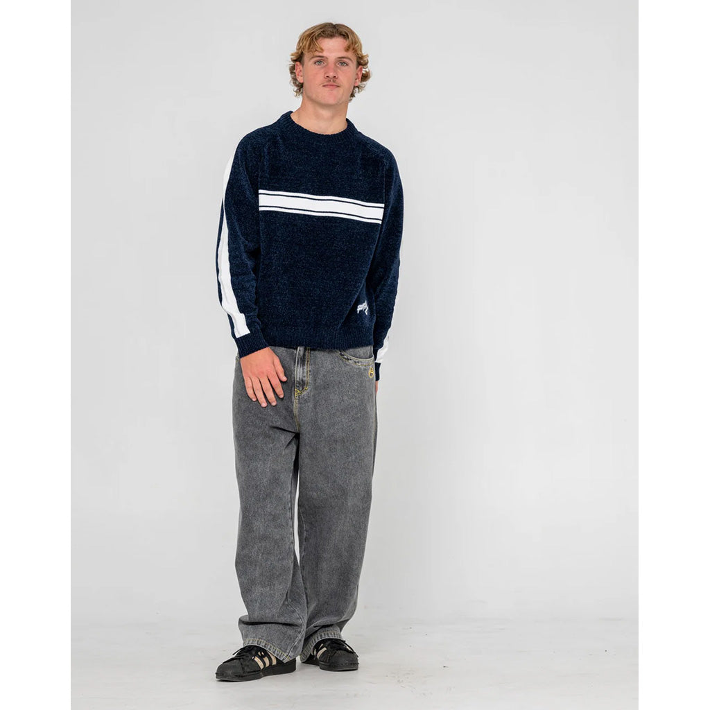 White Lines Chenille Crew Knit