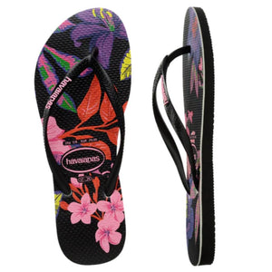 Slim Floral Neon Thongs