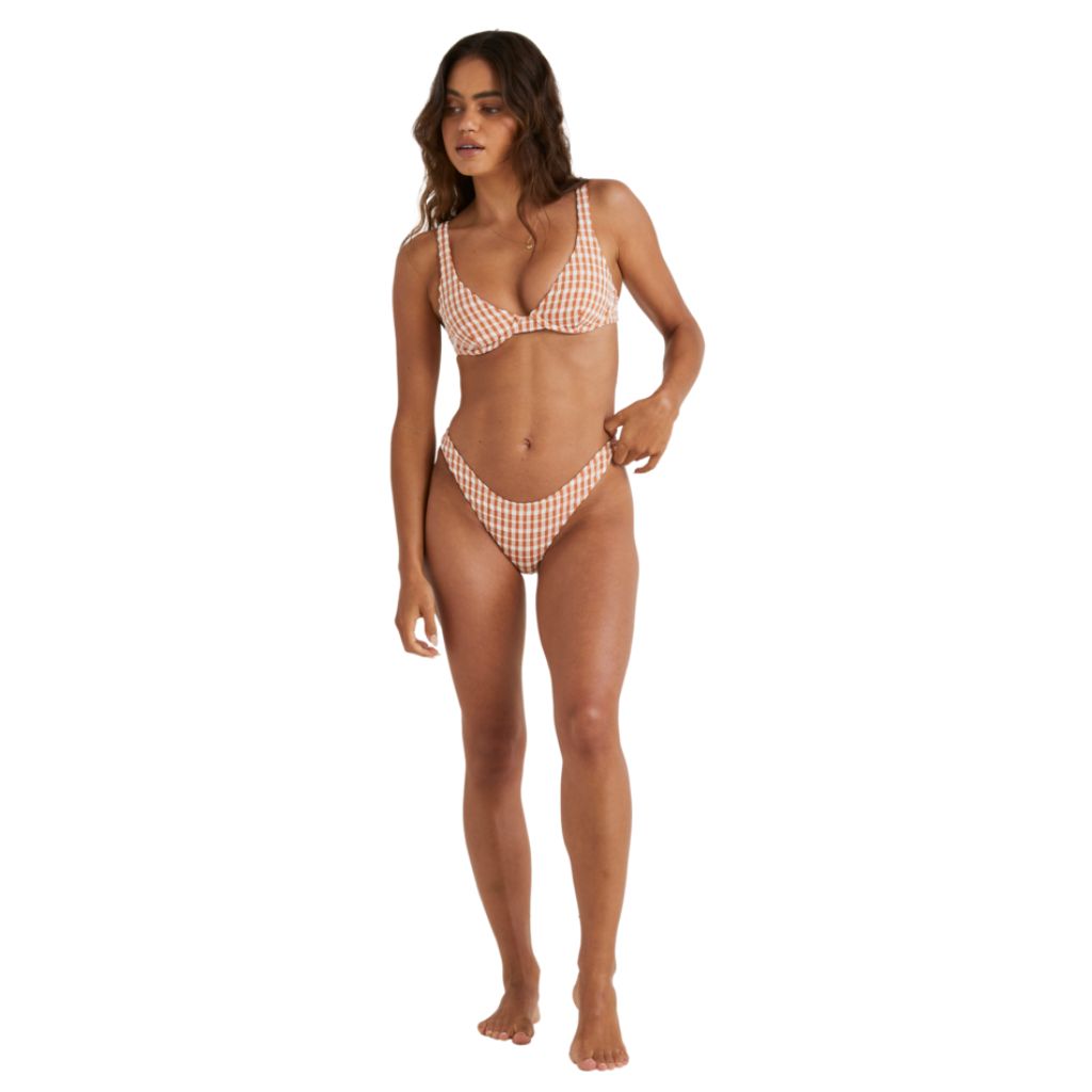 Wave Check Ruby Bikini Top