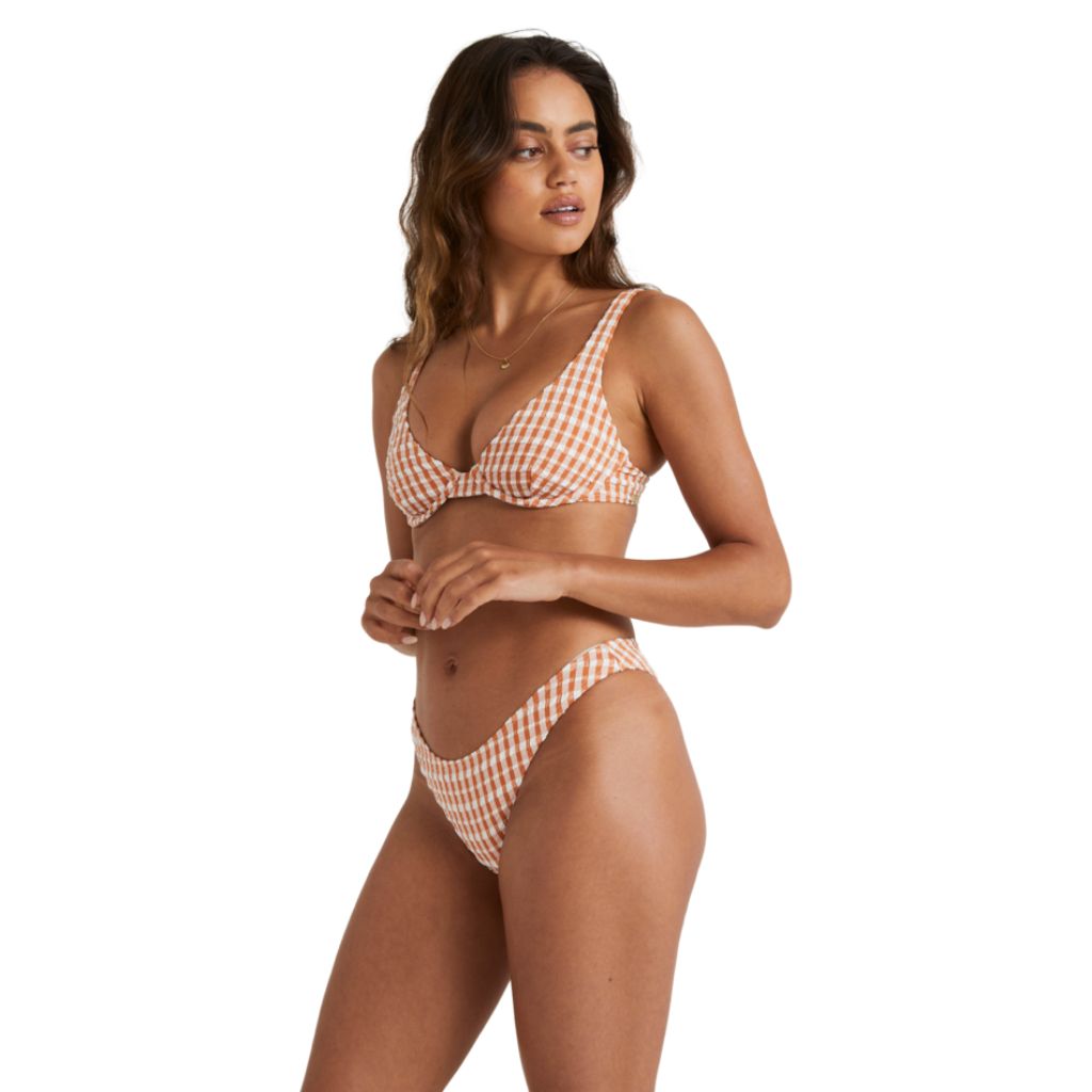Wave Check Ruby Bikini Top