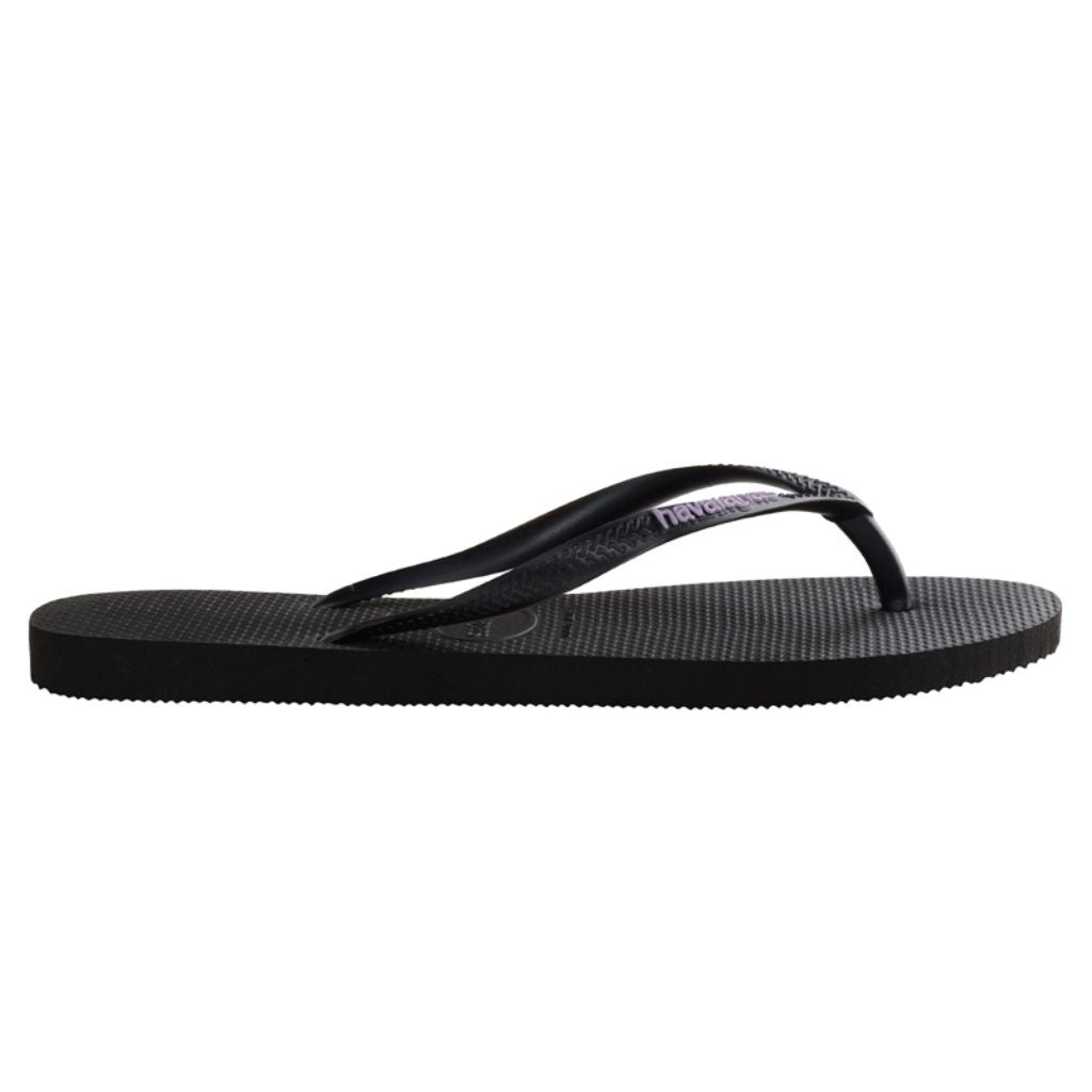 Slim Rubber Logo Black/Lilac Thongs