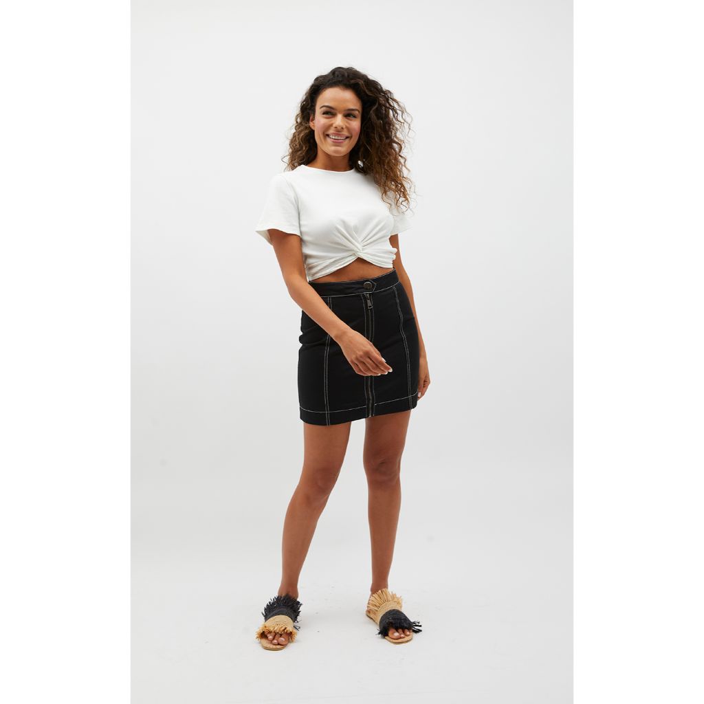 Joice Exposed Zip Mini Skirt