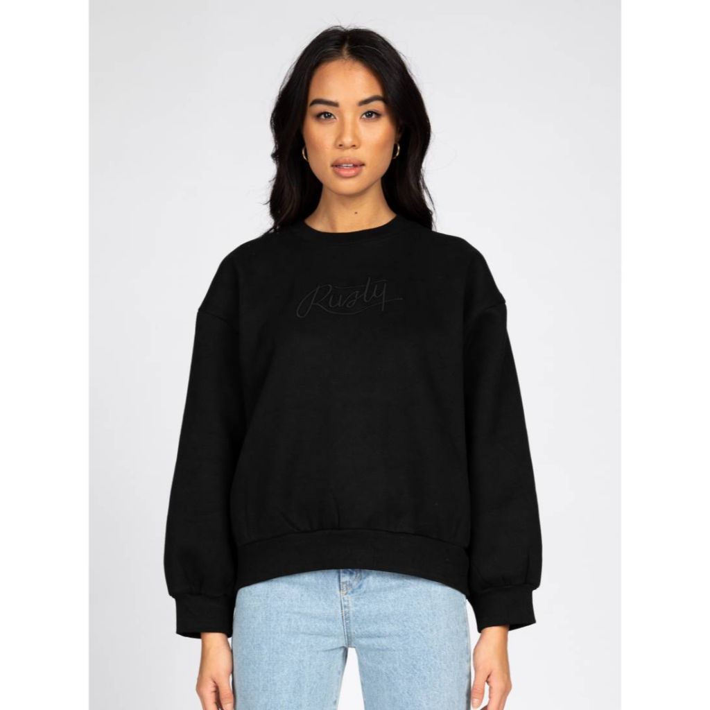 Rusty Script Oversized Crew Neck Fleece