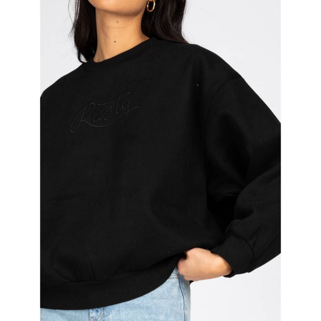 Rusty Script Oversized Crew Neck Fleece